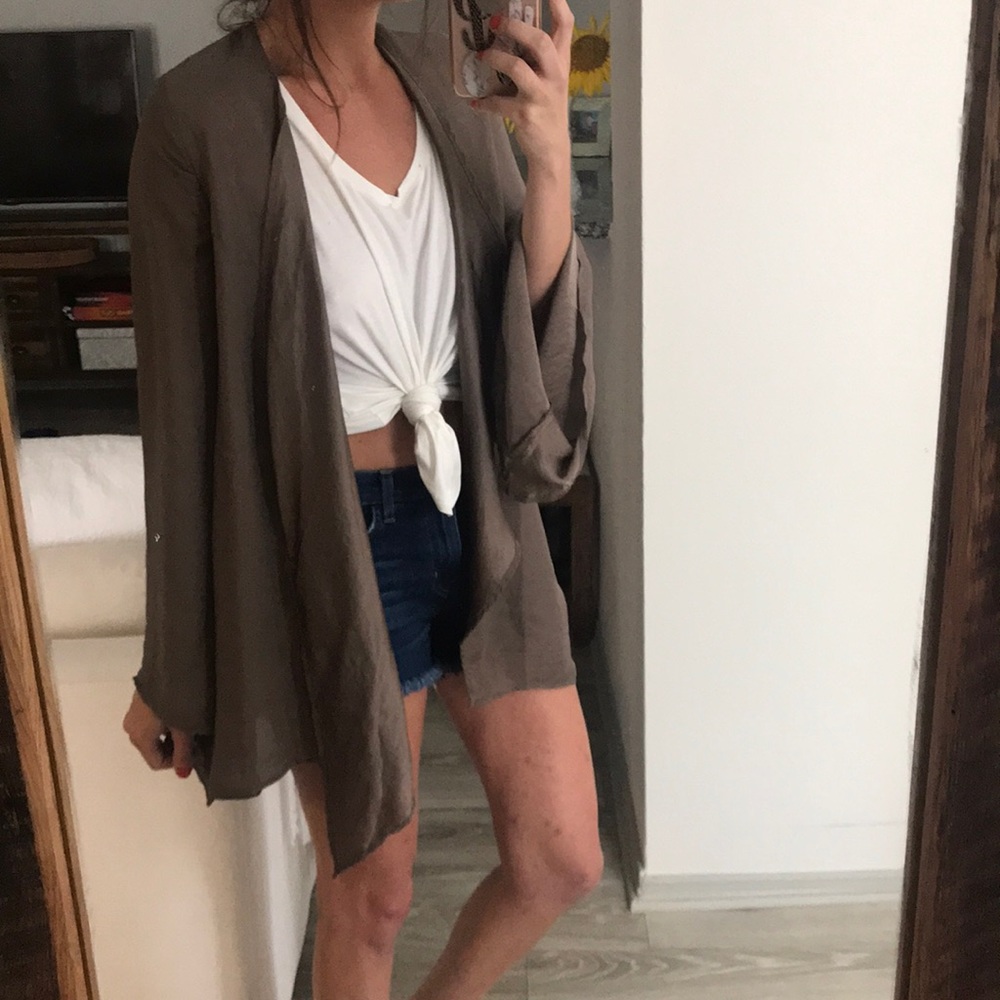 Show Me Your Mumu Taupe Open Front Drape Cardigan | Lightweight Boho